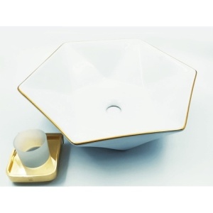 LAVABO NADGRADNI NA RAVNU PLOČU SHB/Z 01 490X490 GOLD ZLATNI RUB – LINNI
