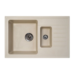 SUDOPERA GRANITNA XQUADRO PLUS 1.5D ŠAMPANJ 780X500 SA SIFONOM fi90/fi60 METALAC
