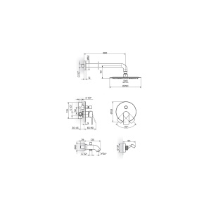 S2 STOLZ-2 BATERIJA ZLATNA UZIDNA SA IZLIVOM (RUČNI I ZIDNI TUŠ) (MODEL 2) – ROSAN